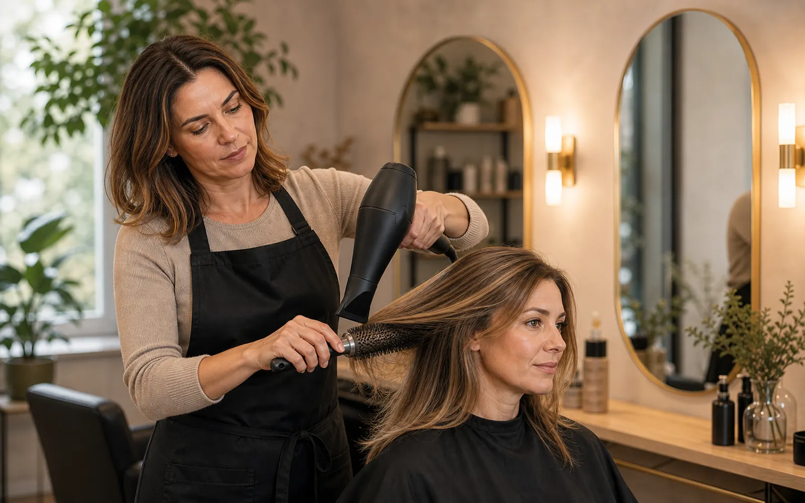 Föhn-Styling mit Bewegung im Haar