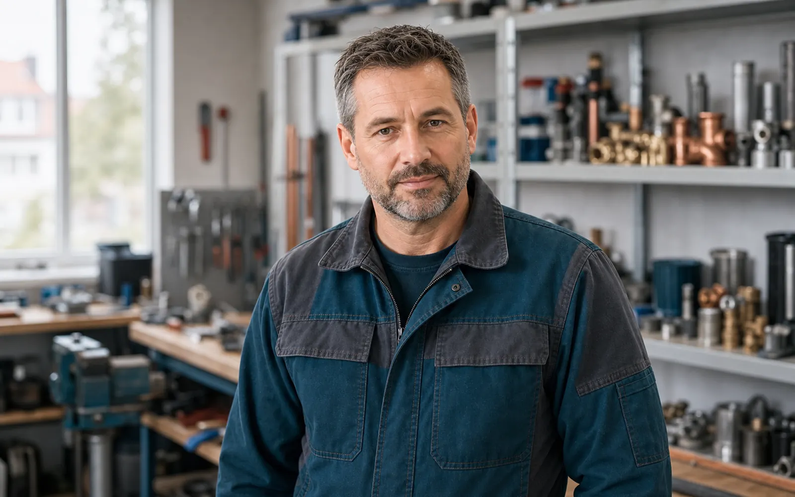 SHK-Meister Jens Krüger in seiner Werkstatt