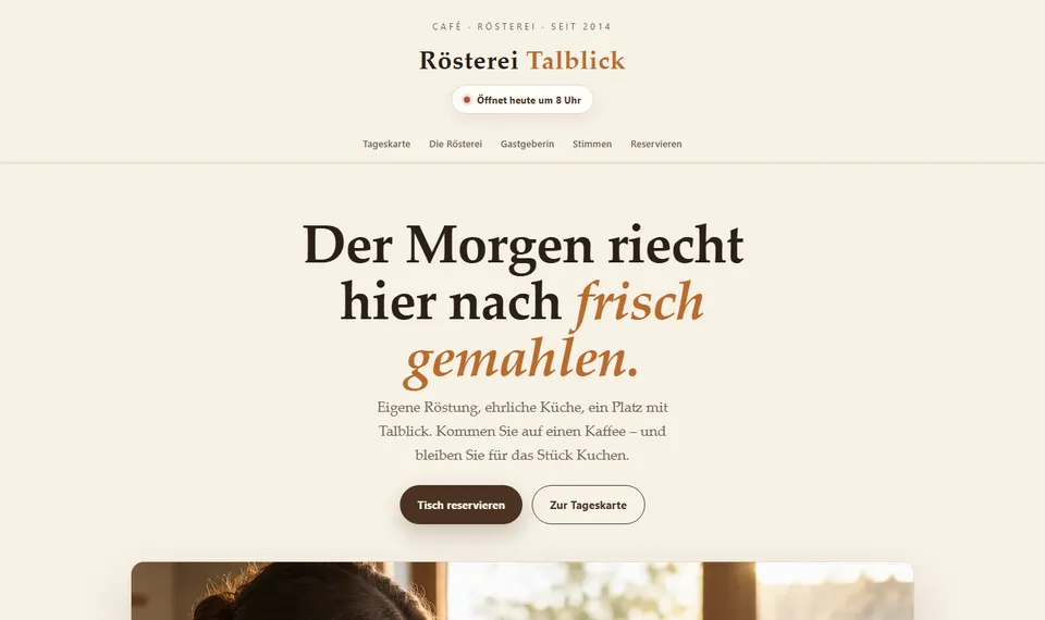 Beispiel-Website: Rösterei Talblick