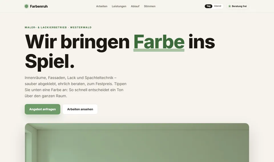 Beispiel-Website: Malerbetrieb Farbenruh