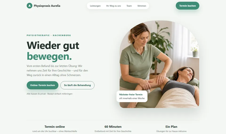 Beispiel-Website: Physiopraxis Aurelia