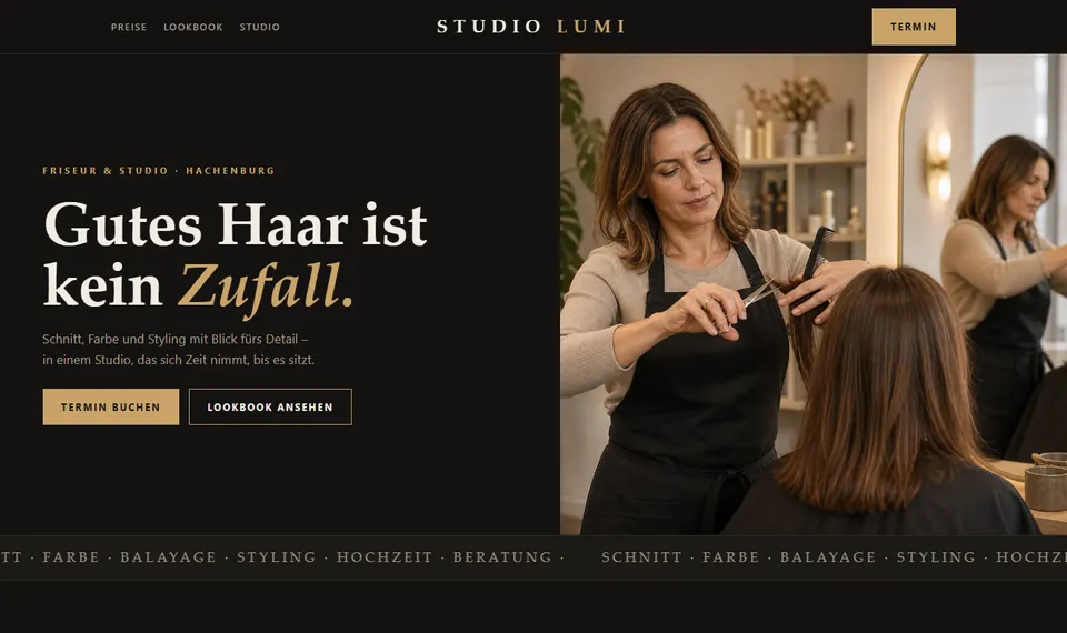 Beispiel-Website: Studio Lumi
